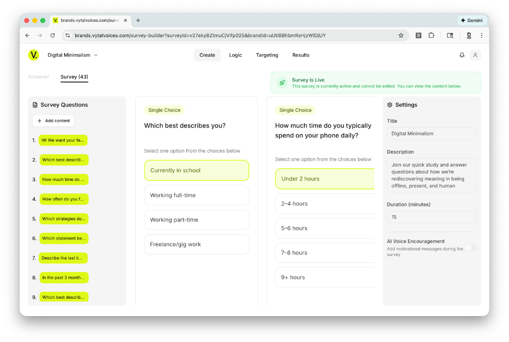 Vytal Voices Survey Builder